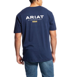 Ariat Mens Rebar Logo Short Sleeve T-Shirt Navy