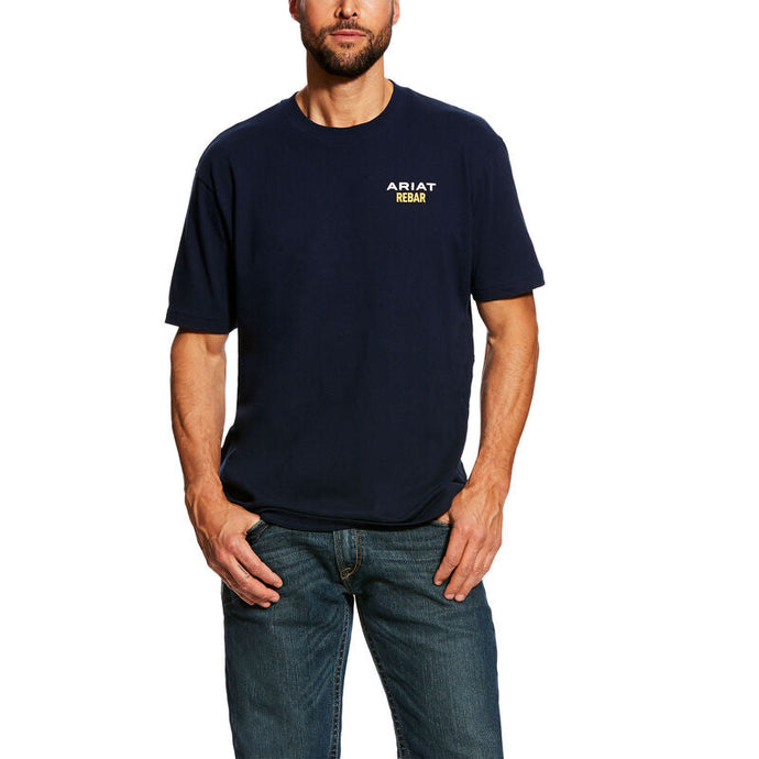 Ariat Mens Rebar Logo Short Sleeve T-Shirt Navy