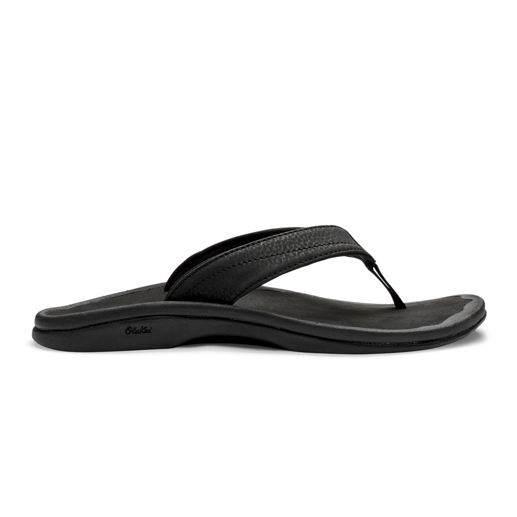 OLUKAI WMNS OHANA EVERYDAY CLASSIC LEATHER WATERPROOF SANDAL BLACK