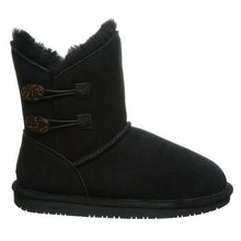 Load image into Gallery viewer, BEARPAW ROSALINE BLACK BUTTON SHORT BOOT BLACK