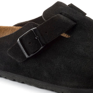 BIRKENSTOCK BOSTON SOFT FOOTBED UNISEX CLOG BLACK SUEDE LEATHER