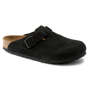 BIRKENSTOCK BOSTON SOFT FOOTBED UNISEX CLOG BLACK SUEDE LEATHER