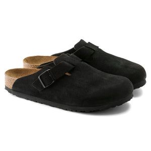 BIRKENSTOCK BOSTON SOFT FOOTBED UNISEX CLOG BLACK SUEDE LEATHER