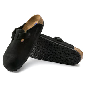 BIRKENSTOCK BOSTON SOFT FOOTBED UNISEX CLOG BLACK SUEDE LEATHER