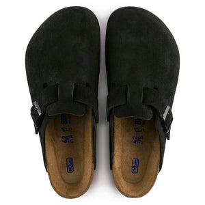 BIRKENSTOCK BOSTON SOFT FOOTBED UNISEX CLOG BLACK SUEDE LEATHER