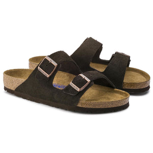 BIRKENSTOCK ARIZONA SOFT FOOTBED  SANDAL MOCHA SUEDE LEATHER