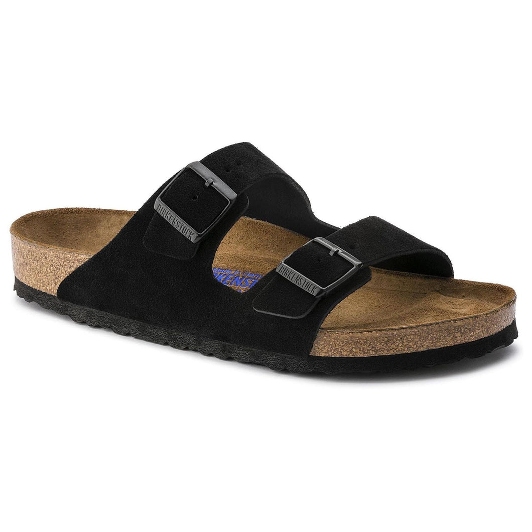 BIRKENSTOCK ARIZONA SOFT FOOTBED SANDAL BLACK SUEDE LEATHER