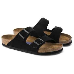 BIRKENSTOCK ARIZONA SOFT FOOTBED SANDAL BLACK SUEDE LEATHER