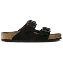 Load image into Gallery viewer, BIRKENSTOCK ARIZONA SOFT FOOTBED SANDAL BLACK SUEDE LEATHER