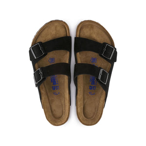 BIRKENSTOCK ARIZONA SOFT FOOTBED SANDAL BLACK SUEDE LEATHER