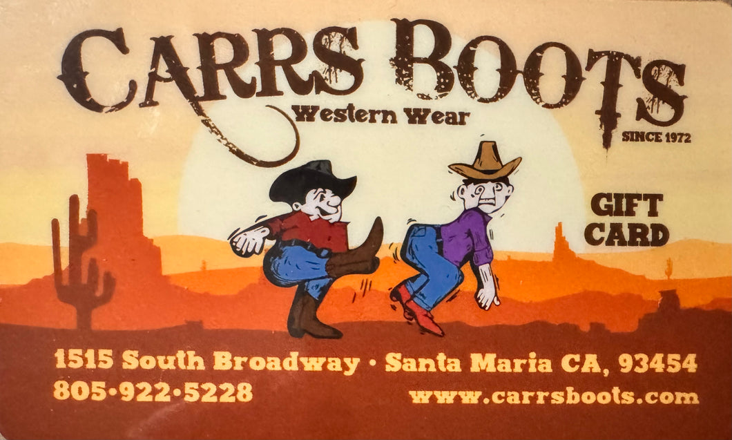 Carr's Boots and Western Wear Gift Card