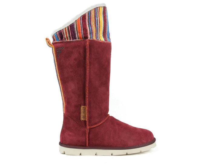 SUPERLAMB WOMENS MONGOL SHEEPSKIN BOOT BURGUNDY