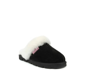 SUPERLAMB WOMENS ONAGER SHEEPSKIN SCUFF BLACK