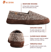 Load image into Gallery viewer, ACORN A10086BWT MEN&#39;S ORIGINAL MOCCASIN SLIPPERS BROWN TWEED