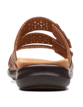 Load image into Gallery viewer, Clarks Wmns Kitly Walk 3 Strap Slip On Sandal Tan Leather