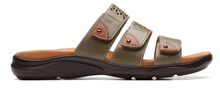 Load image into Gallery viewer, Clarks Wmns Kitly Walk 3 Strap Slip On Sandal Olive Leather