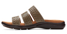 Load image into Gallery viewer, Clarks Wmns Kitly Walk 3 Strap Slip On Sandal Olive Leather