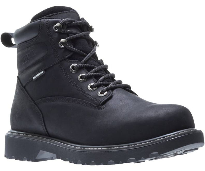 WOLVERINE MNS FLOORHAND WP 6 INCH STEEL TOE WORK BOOT BLACK