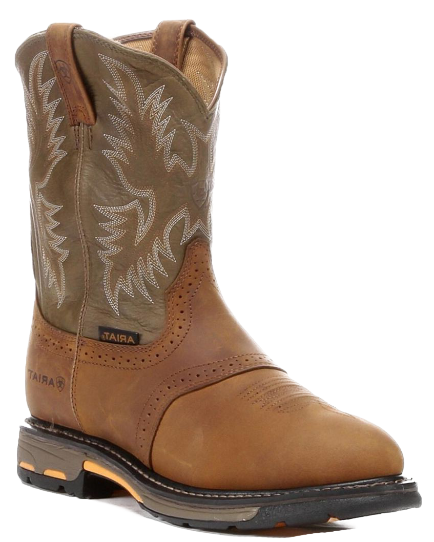 Ariat Men’s Workhog Round Toe 10 Inch Pull on Soft Toe Work Boot