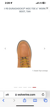 Load image into Gallery viewer, Wolverine Mns I-90 Durashocks-Moc-Toe 6 Inch Work Boot Tan