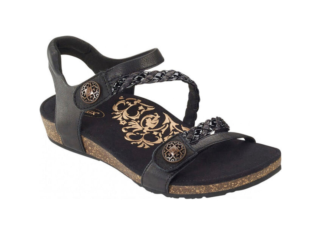 Aetrex Womens Jillian Quarter Strap Sandal Black