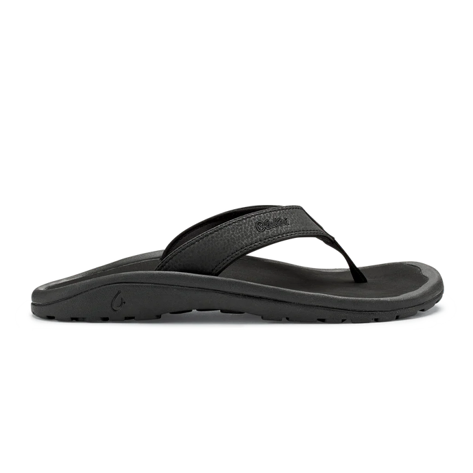 Olukai MNSOhana Leather Waterproof Flip Flop  Black