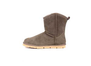 Superlamb Womens Argali Buckle Taupe Short Sheepskin Boots