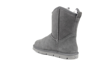 Load image into Gallery viewer, Superlamb Womens Argali Buckle Charcoal Short Sheepskin Boots