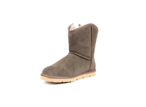 Superlamb Womens Argali Buckle Taupe Short Sheepskin Boots